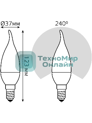 Лампа светодиодная Gauss Tailed 6.5Вт свеча 4100К белый E14 550лм 150-265В