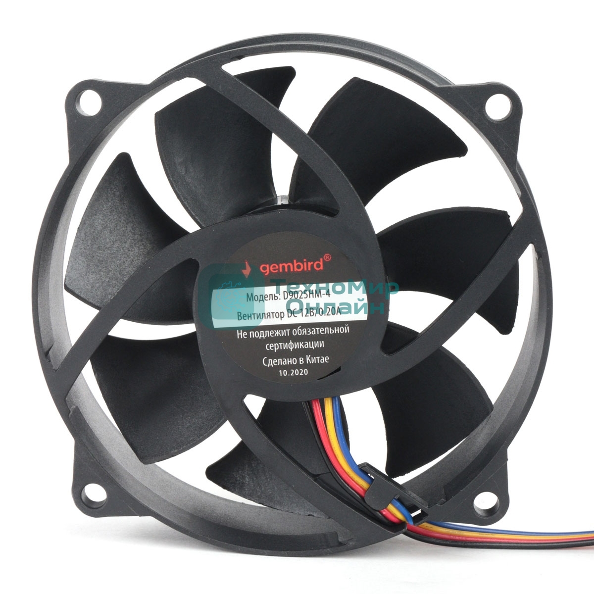 Вентилятор для корпуса Gembird черный, 90 мм, 2500 об/мин, 38 дБ, 4 pin