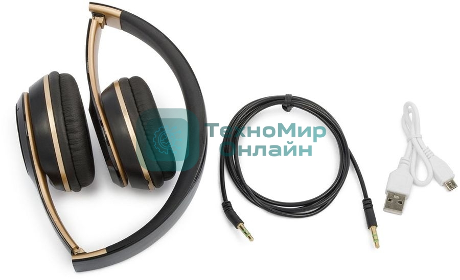 Беспроводные/проводные наушники Harper HB-213 черный/золотой, накладные, Bluetooth + проводной, до 5 ч