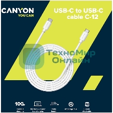 Кабель 100W, 20V/5A, typeC to Type C, 2M with Emark, Power wire :20AWG*4C,Signal wires :28AWG*4C,OD4.5мм, PVC, белый