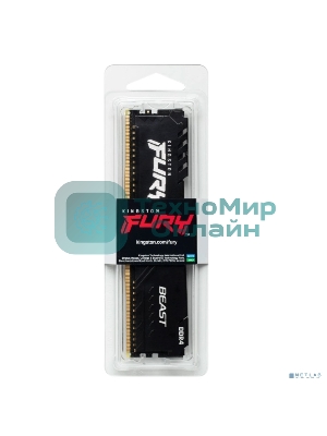 Оперативная память Kingston Fury Beast Black, DDR4, 16GB (1x16GB), 3200 MHz, CL16, с радиатором, черный
