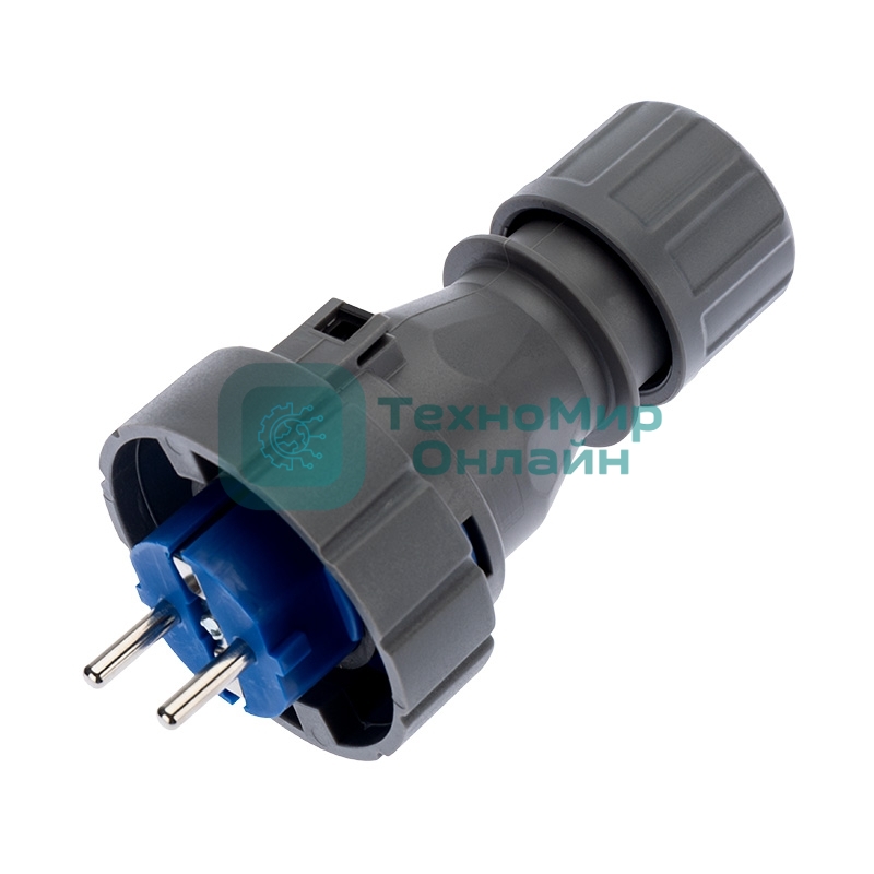 Вилка Rexant прямая влагозащищенная 2P+РE, 16 А, IP68