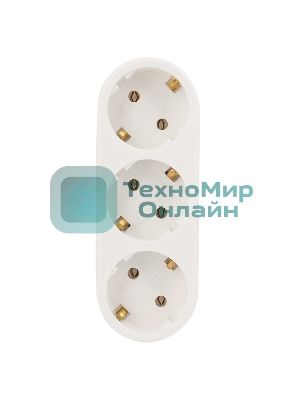 Набор тройников электрических линейных Rexant 16 А с заземлением, белый (2 шт./уп.)