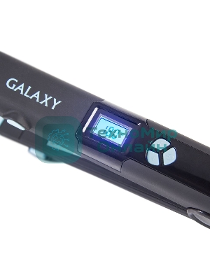 Выпрямитель для волос Galaxy GL 4505 черный/голубой, 27,5/57 мм, 200 °C, 1 режим