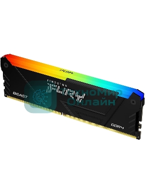 Оперативная память Kingston Fury Beast, DDR4, 16GB (1x16GB), 3600MHz, CL18, DIMM, с радиатором, RGB, черный