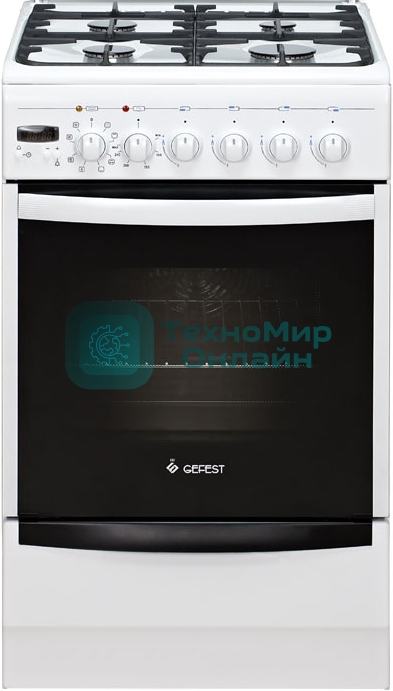 Плита комбинированная Gefest ПГЭ 5102-03 белый, конфорок 4 газовых, духовка 55 л, 50 см x 85 см x 58.5 см