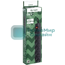 Сетевой фильтр Defender DFS 155/6 розеток/черный/5.0 м