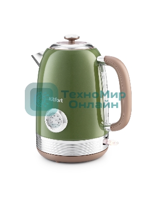 Чайник электрический Kitfort KT-6110 1.7л. 2200Вт зеленый (корпус: нержавеющая сталь)