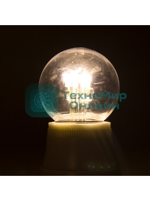 Лампа шар Neon-night e27 6 LED Ø45мм - теплый белый, прозрачная колба, эффект лампы накаливания