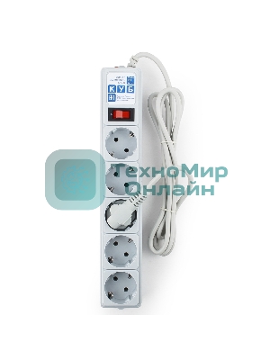 Сетевой фильтр POWER CUBE 1,9 м.* 5 розеток, серый