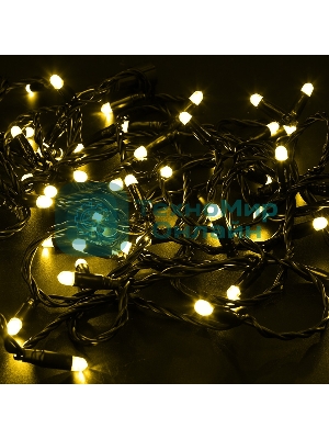 Гирлянда Neon-night Нить 10м, эффект мерцания (каждый 5-ый), черный ПВХ, 230В, Желтый