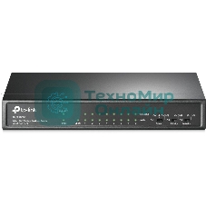 Коммутатор 9-port 10/100Mbps unmanaged switch with 8 PoE+ ports, compliant with 802.3af/at PoE, 65W PoE budget, support 250m Extend Mode, Priority mode and Isolation mode, desktop mount, plug and play.