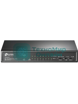 Коммутатор 9-port 10/100Mbps unmanaged switch with 8 PoE+ ports, compliant with 802.3af/at PoE, 65W PoE budget, support 250m Extend Mode, Priority mode and Isolation mode, desktop mount, plug and play.