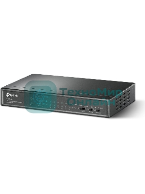 Коммутатор 9-port 10/100Mbps unmanaged switch with 8 PoE+ ports, compliant with 802.3af/at PoE, 65W PoE budget, support 250m Extend Mode, Priority mode and Isolation mode, desktop mount, plug and play.