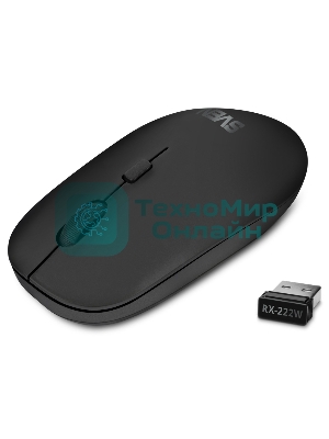 Мышь беспроводная SVEN RX-222W черный, 1800 dpi, радиоканал, Bluetooth, USB, кнопки - 4