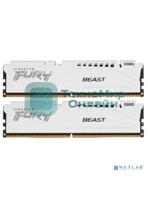 Оперативная память Kingston Fury Beast, DDR5, 64Gb (2x32Gb), 5600MHz, CL40, DIMM, с радиатором, белый