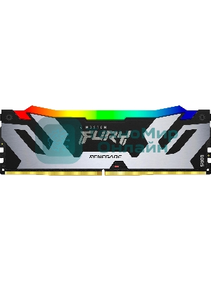 Оперативная память Kingston Fury Renegade, DDR5, 32Gb (1x32Gb), 6400MHz, CL32, DIMM, радиатор, RGB, серебристый/черный