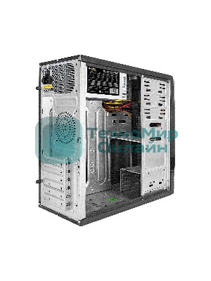 Компьютерный корпус Miditower ExeGate CP-604-UNS500 (ATX, БП UNS500 с вент. 12см, 2*USB, аудио, черный)