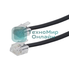 Кабель телефонный аппарат-розетка Cablexpert TC6P4C-5M-BK, 5 м черный