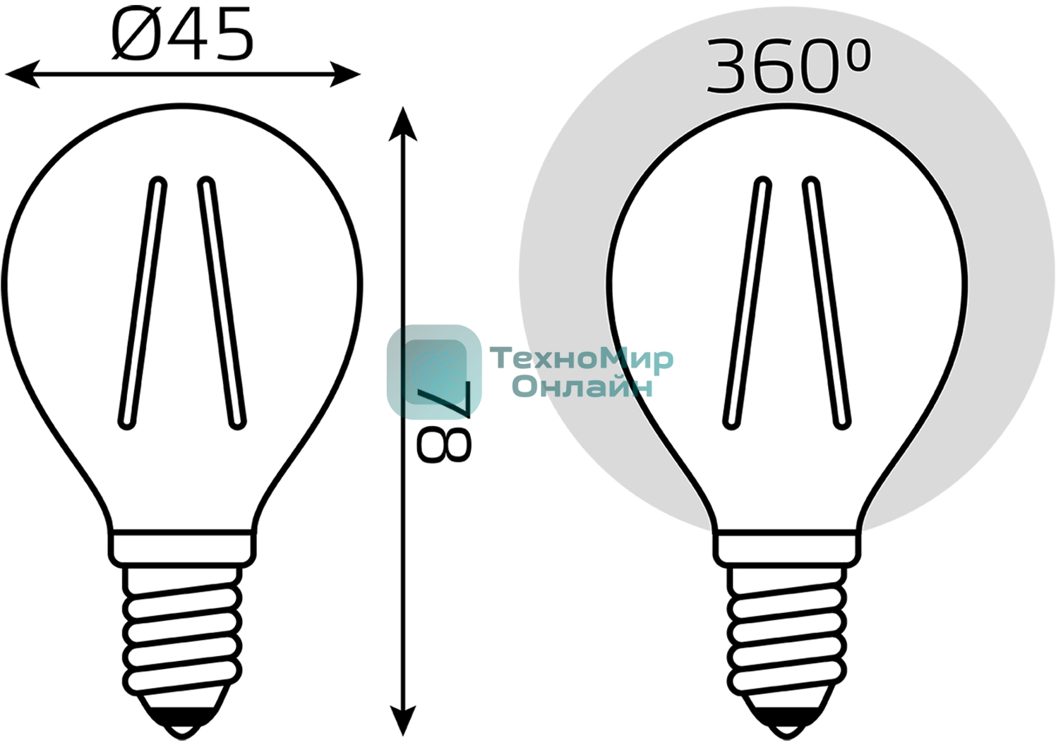 Лампа светодиодная филаментная Gauss Filament 5Вт цок.: E14 свеча 220B св. свеч. бел. теп. (упак.: 10 шт)