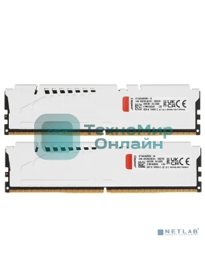 Оперативная память Kingston Fury Beast, DDR5, 64Gb (2x32Gb), 5600MHz, CL40, DIMM, с радиатором, белый