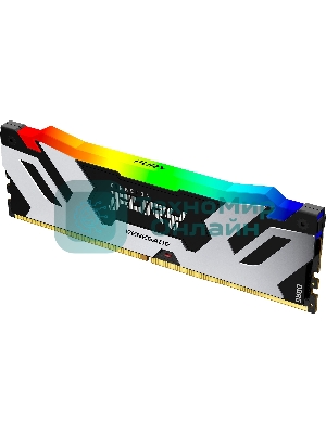 Оперативная память Kingston Fury Renegade, DDR5, 32Gb (1x32Gb), 6400MHz, CL32, DIMM, радиатор, RGB, серебристый/черный