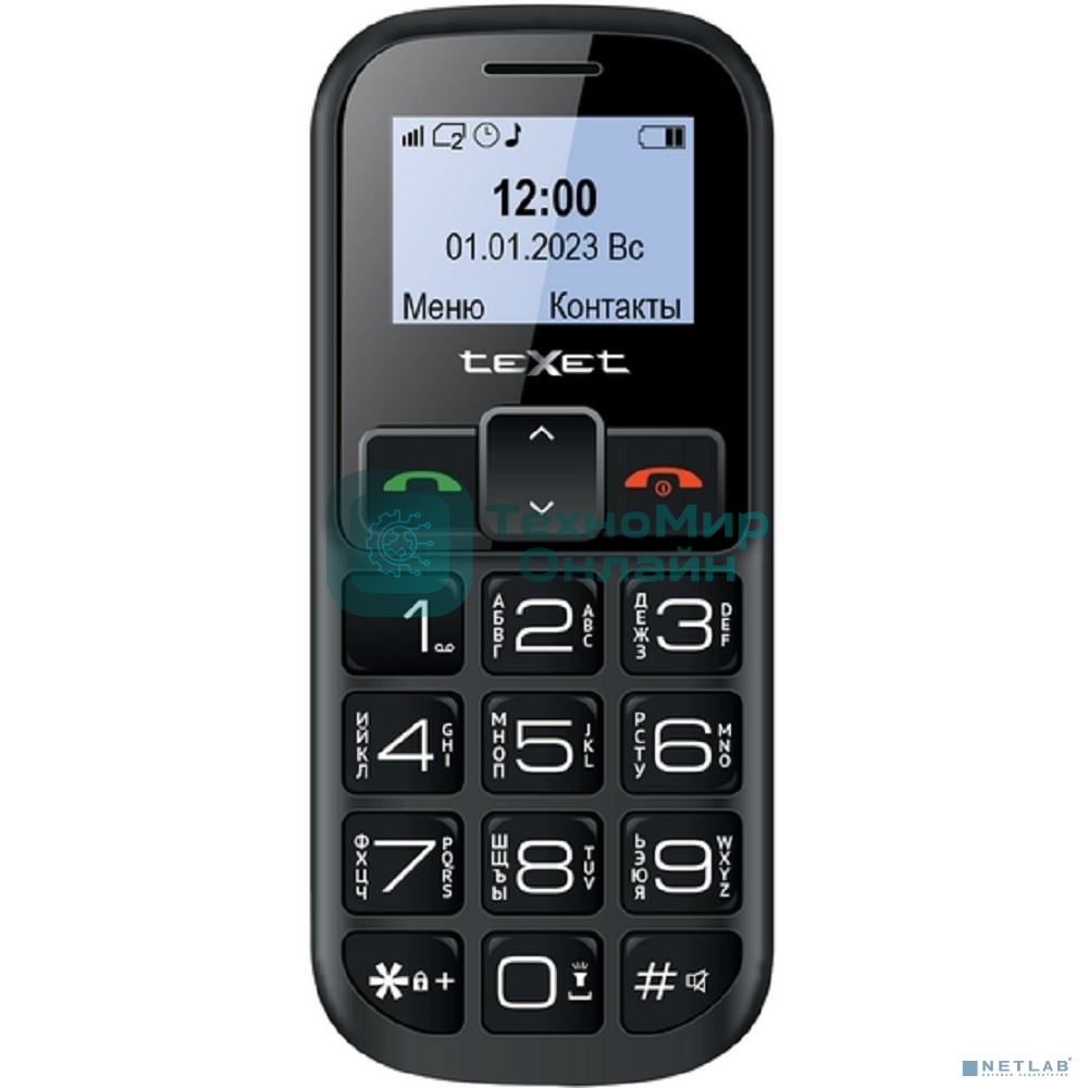 Мобильный телефон TEXET TM-B322 черный-красный с ЗУ