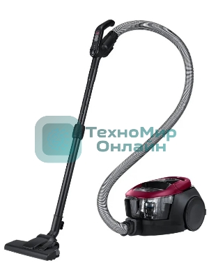 Пылесос Samsung VC18M31A0HP бордовый/черный, 380/1800 Вт, уборка сухая, пылесборник контейнер 2 л