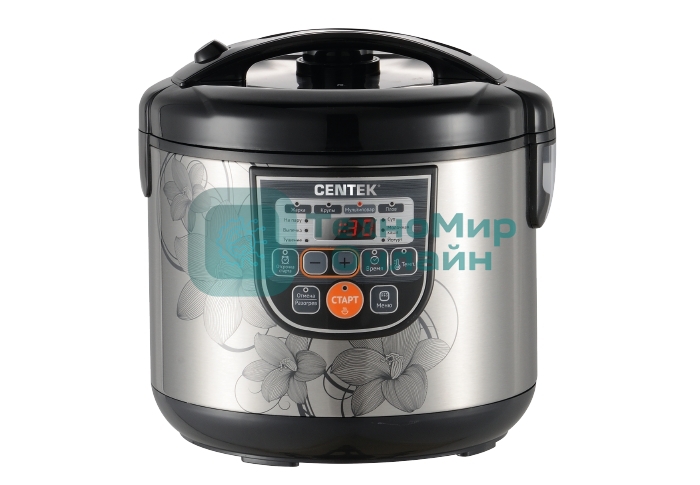 Мультиварка Centek CT-1498 (черный, сталь) 700Вт, 5.0л, 10 программ + 28 программ Мультишеф