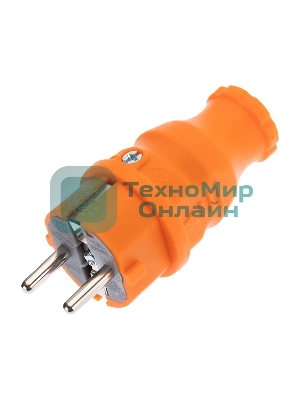 Вилка Rexant прямая влагозащищенная, c/з, 16 А, IP44, каучук оранжевая