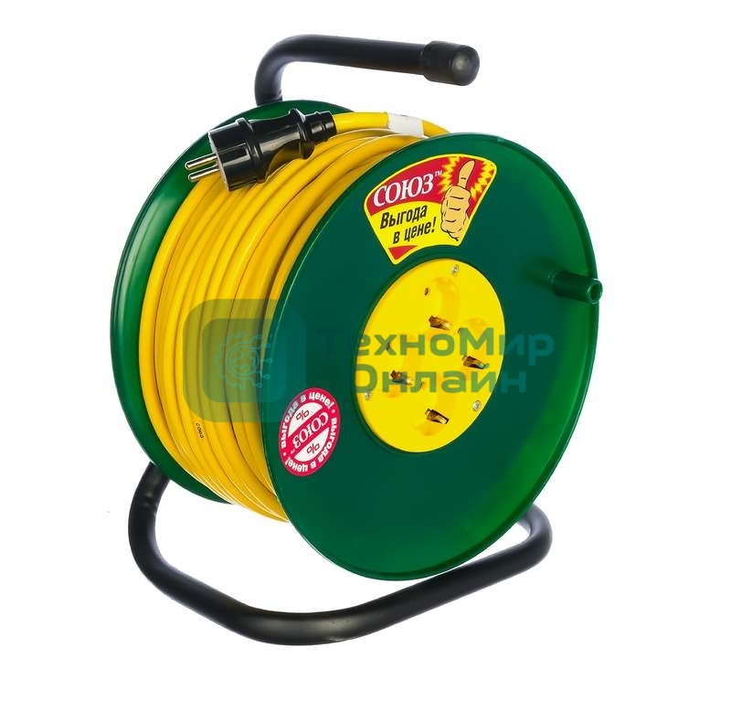 Удлинитель на катушке 4х30 м с заземл. 16А IP20 3.7 кВт Союз 481S-3603