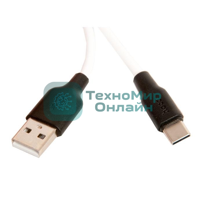 Кабель USB HOCO X21 Silicone для Type-C, 2.0А, 3.0A, длина 1.0м, белый