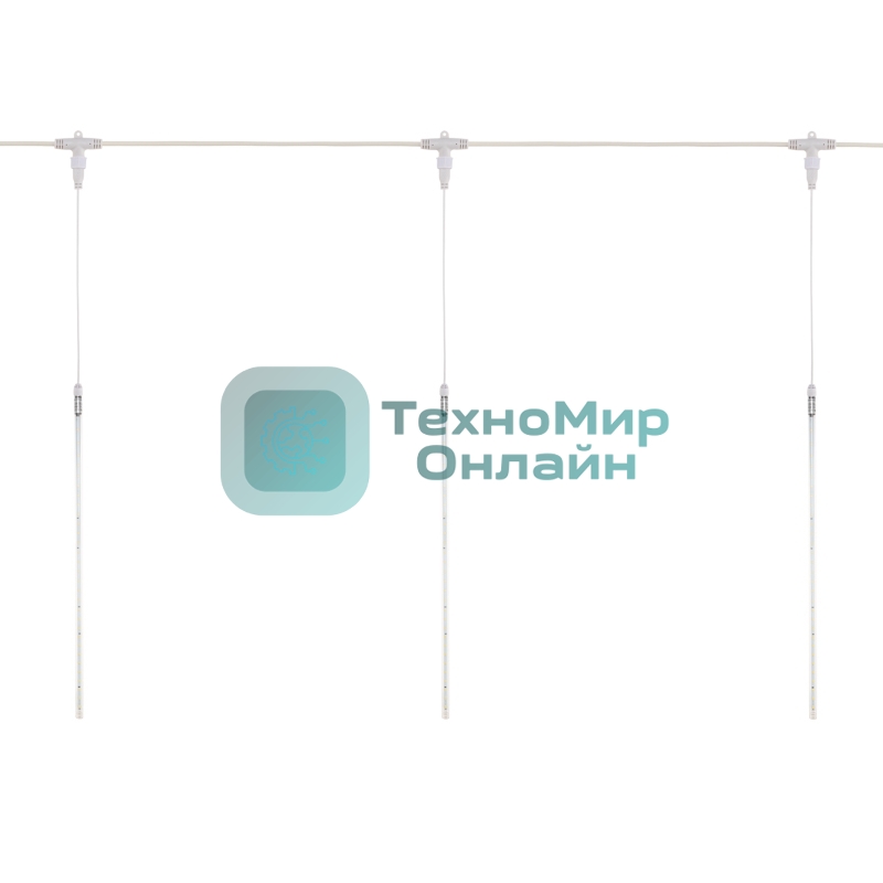 Гирлянда Тающие сосульки комплект 10 шт. х 50см, шаг 100см, 600 LED теплый белый, белый каучук, IP67, 24В, соединяется Neon-night