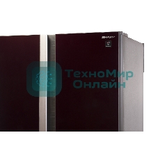 Холодильник Sharp SJ-GX98PRD темно-бордовый стекло трехкамерный Side by Side 394/211л морозилка снизу, No Frost, Side by Side