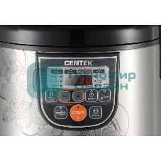 Мультиварка Centek CT-1498 (черный, сталь) 700Вт, 5.0л, 10 программ + 28 программ Мультишеф