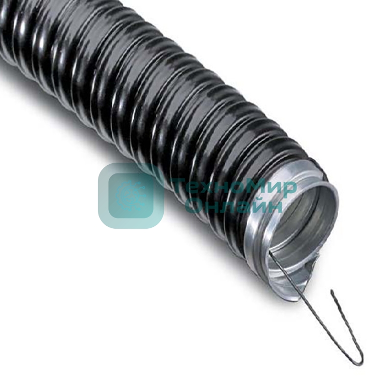 Металлорукав Rexant в ПВХ изоляции МРПИнг-20 (бухта 50 м/уп.) с зондом, черный