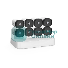 Комплект видеонаблюдения K8P-4TR с PoE на 8 каналов: видеорегистратор PoE HD и 8 цилиндрических камер PoE HD