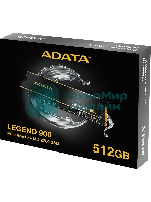 Накопитель SSD ADATA LEGEND 900, 512Gb, PCIe 4.0 x4, M.2 2280, NVMe, R/W 6200/2300, с радиатором