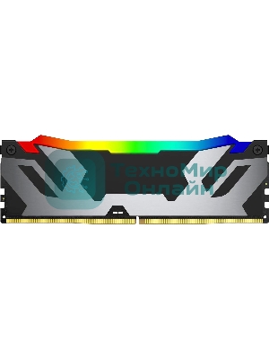 Оперативная память Kingston Fury Renegade, DDR5, 32Gb (1x32Gb), 6400MHz, CL32, DIMM, радиатор, RGB, серебристый/черный