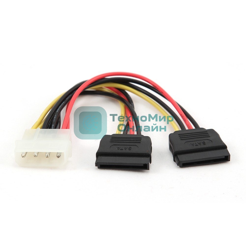 Кабель Cablexpert Кабель питания SATA CC-SATA-PSY-0.3M, 30 см, molex 4pin/2x sata15pin, на 2 устр., пакет