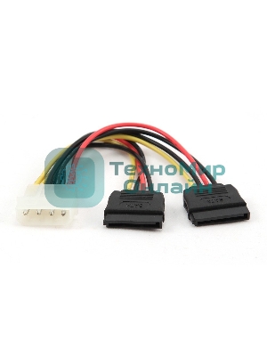 Кабель Cablexpert Кабель питания SATA CC-SATA-PSY-0.3M, 30 см, molex 4pin/2x sata15pin, на 2 устр., пакет