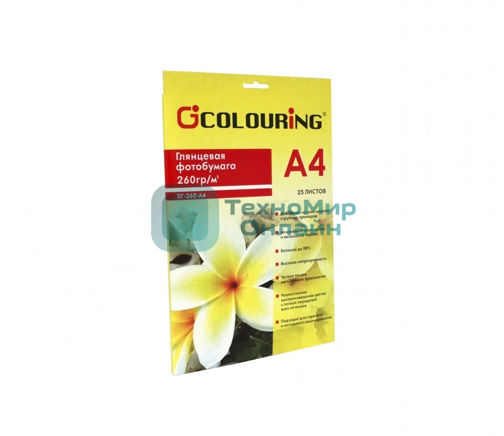 Фотобумага CG-БГ-260-А4-25 глянцевая, 260 г/м2, А4, 25 листов, 5760 dpi
