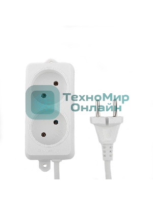 Удлинитель Гарнизон <3 м> белый (2 розетки, 10А, EL-NL2-W-3)