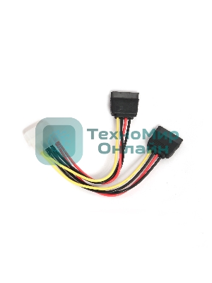 Кабель Cablexpert Кабель питания SATA CC-SATA-PSY-0.3M, 30 см, molex 4pin/2x sata15pin, на 2 устр., пакет