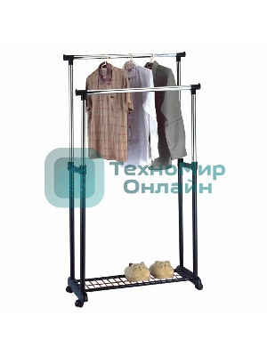 Вешалка напольная Рыжий кот GR-03A (2 перекладины, с сеткой внизу), размер: 75x42x90-160 см