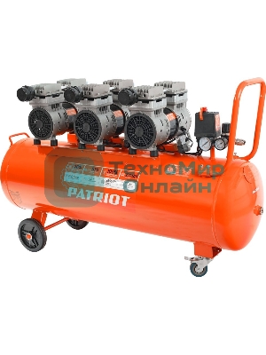 Компрессор поршневой безмасляный Patriot WO 100-440, 440 л/мин, 8 бар, 2500 Вт, 100 л, быстросъем и 
