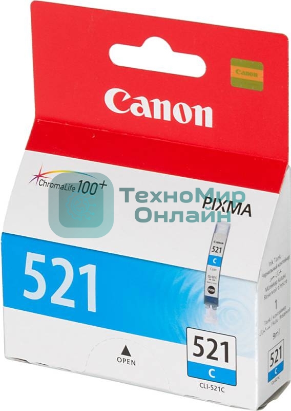 Картридж струйный CLI-521C (2934B004) голубой (535 стр.) для Canon Pixma iP3600, 4600, MP540,MP620, MP630, MP980