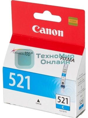 Картридж струйный CLI-521C (2934B004) голубой (535 стр.) для Canon Pixma iP3600, 4600, MP540,MP620, MP630, MP980
