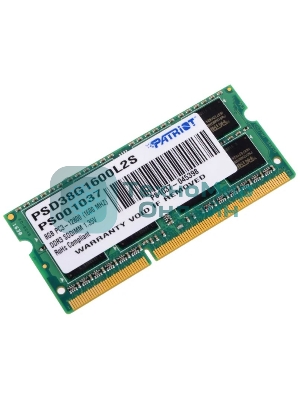 Оперативная память Patriot, DDR3L, 8GB (1x8 GB), 1600 MHz, CL11, SO-DIMM