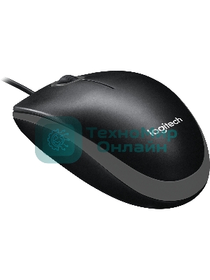 Мышь проводная Logitech B100 черный, 1000 dpi, USB, кнопки - 3